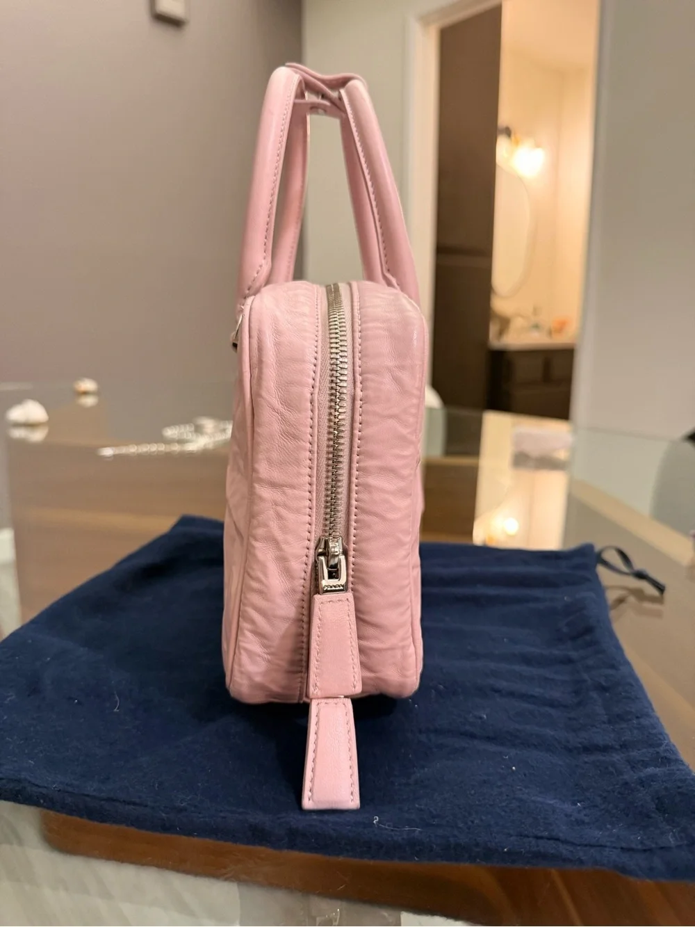 Prada Pink Re-Edition 2001 Top-Handle Bauletto Bag